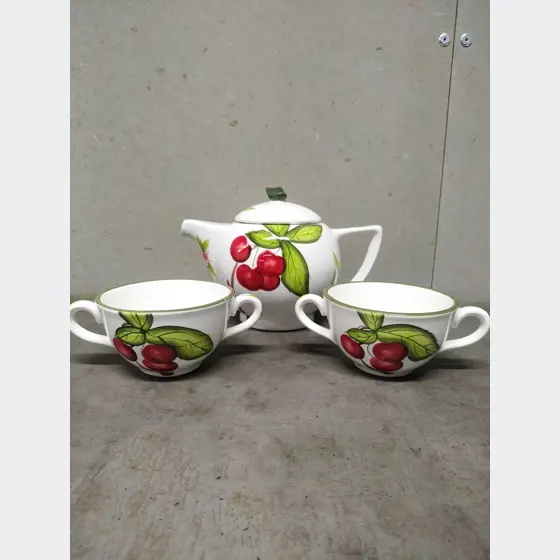 Čajník + dve šálky (keramika)
