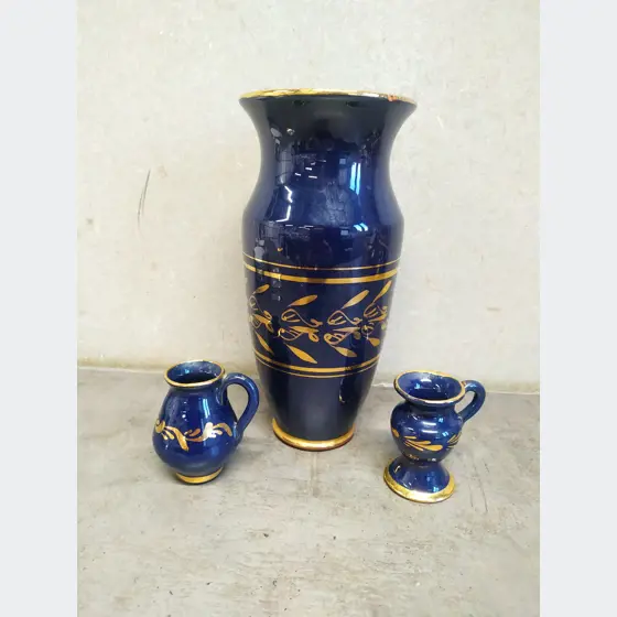 Keramické dekorácie (3ks, váza + 7cm džbániky)
