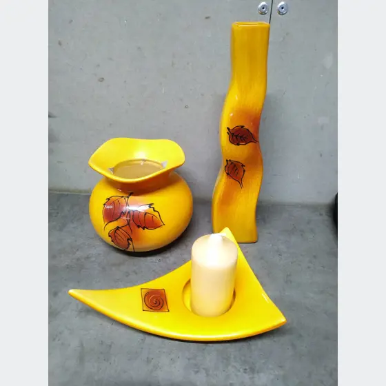 Dekorácia (váza 2x, svietnik)