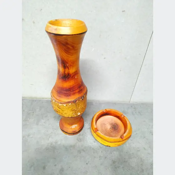 Drevená váza (30cm výška, + drevený popolník)