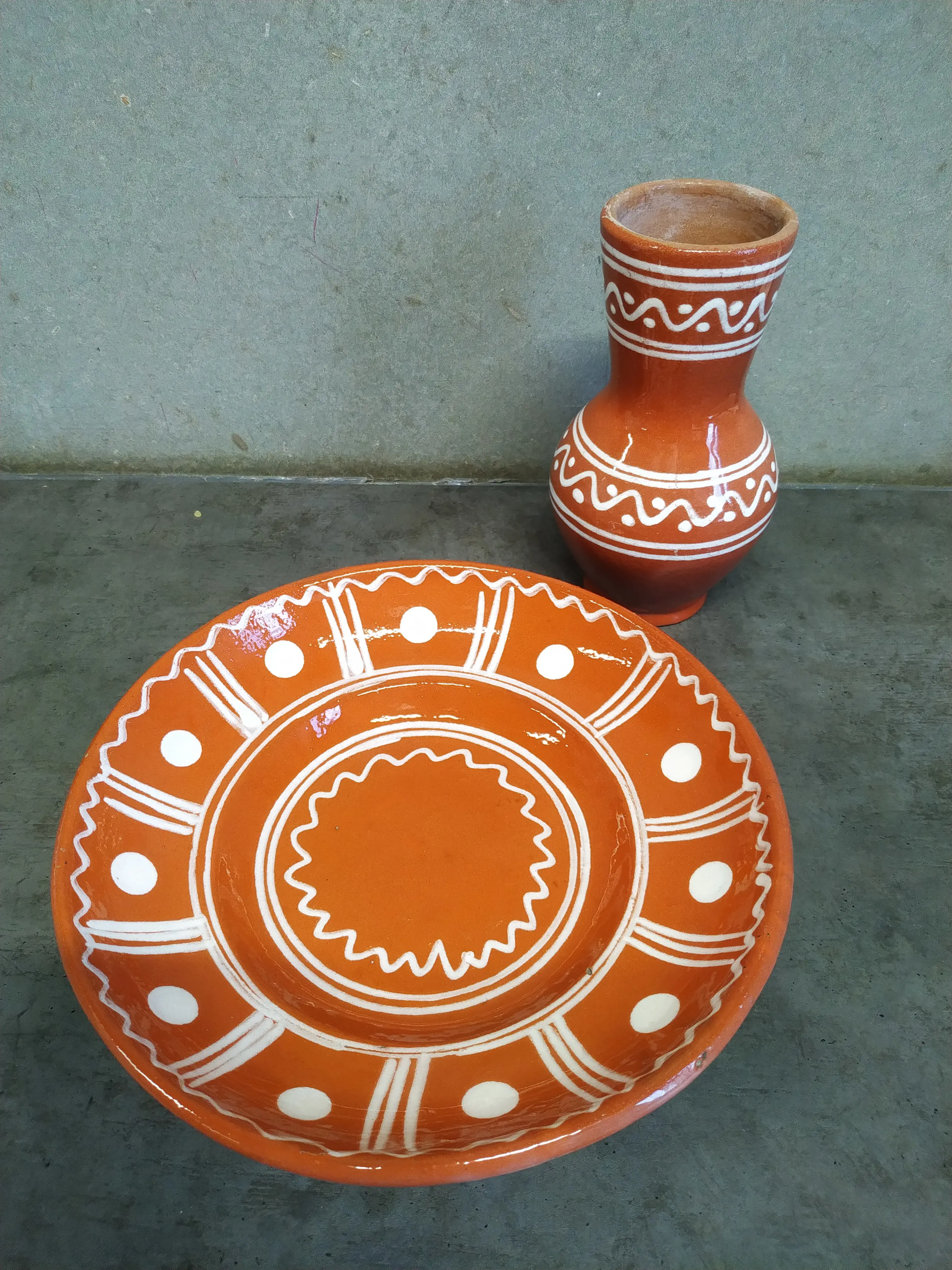 Keramická váza + tanier 