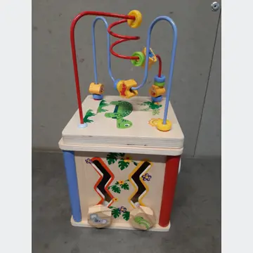 Drevená motorická kocka (5v1, podporuje logické myslenie a priestorovú predstavivosť, pre deti od 1 roku, ako nová)