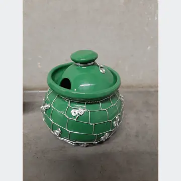 Cukornička + nádoba na med (keramika, zelené)