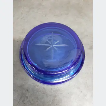 Sklenená miska (modrá, 12cm priemer, brúsené sklo)