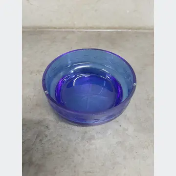 Sklenená miska (modrá, 12cm priemer, brúsené sklo)