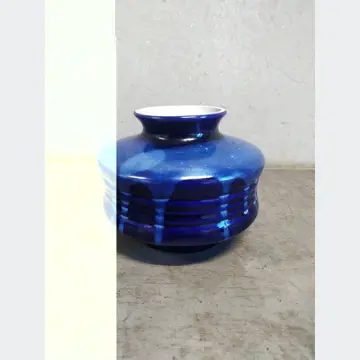 Keramická modrá váza (13cm šírka, 10cm výška)