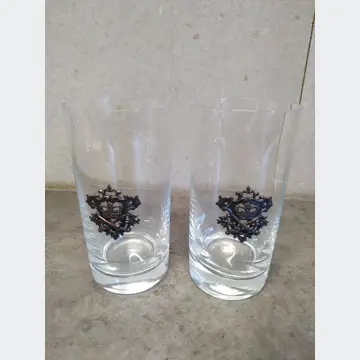 Sklenené poháre (6ks, s kovovým erbom, 0.2dcl)