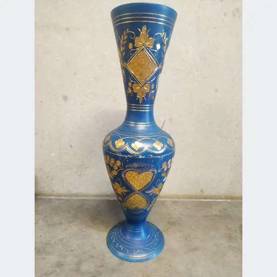 Mosadzná váza (modro - zlatá, 30cm výška)