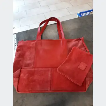 Kvalitná červená kožená taška 44x34cm