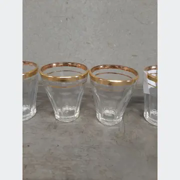 Sklenené poháriky (9cm výška, 5ks, zlatý okraj)