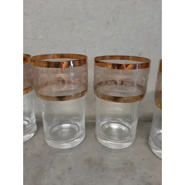 Sklenené poháre (6ks, zlatý vzor, 2dcl)