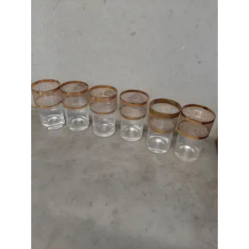 Sklenené poháre (6ks, zlatý vzor, 2dcl)