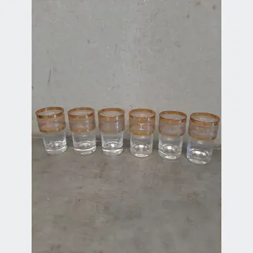 Sklenené poháre (1dcl, 6ks, zlatý vzor/pás)