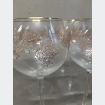 Sada sklenených pohárov so zlatým kvetmi6 ks
