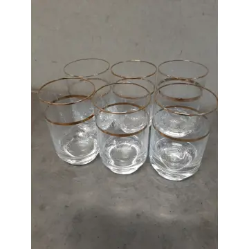 6 sklenených pohárov s pozlátením 