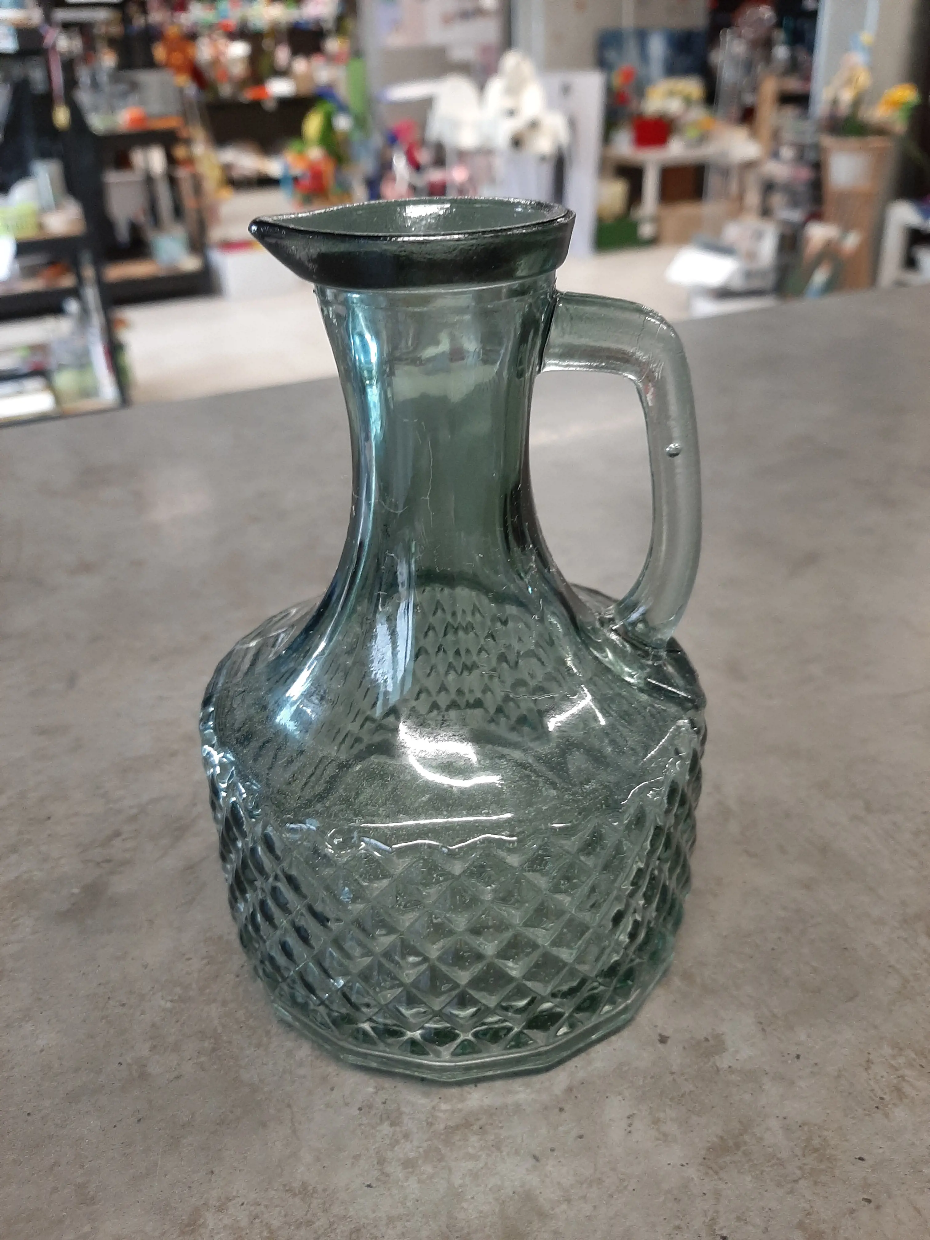 Sklenená fĺaška  14cm,zelené sklo