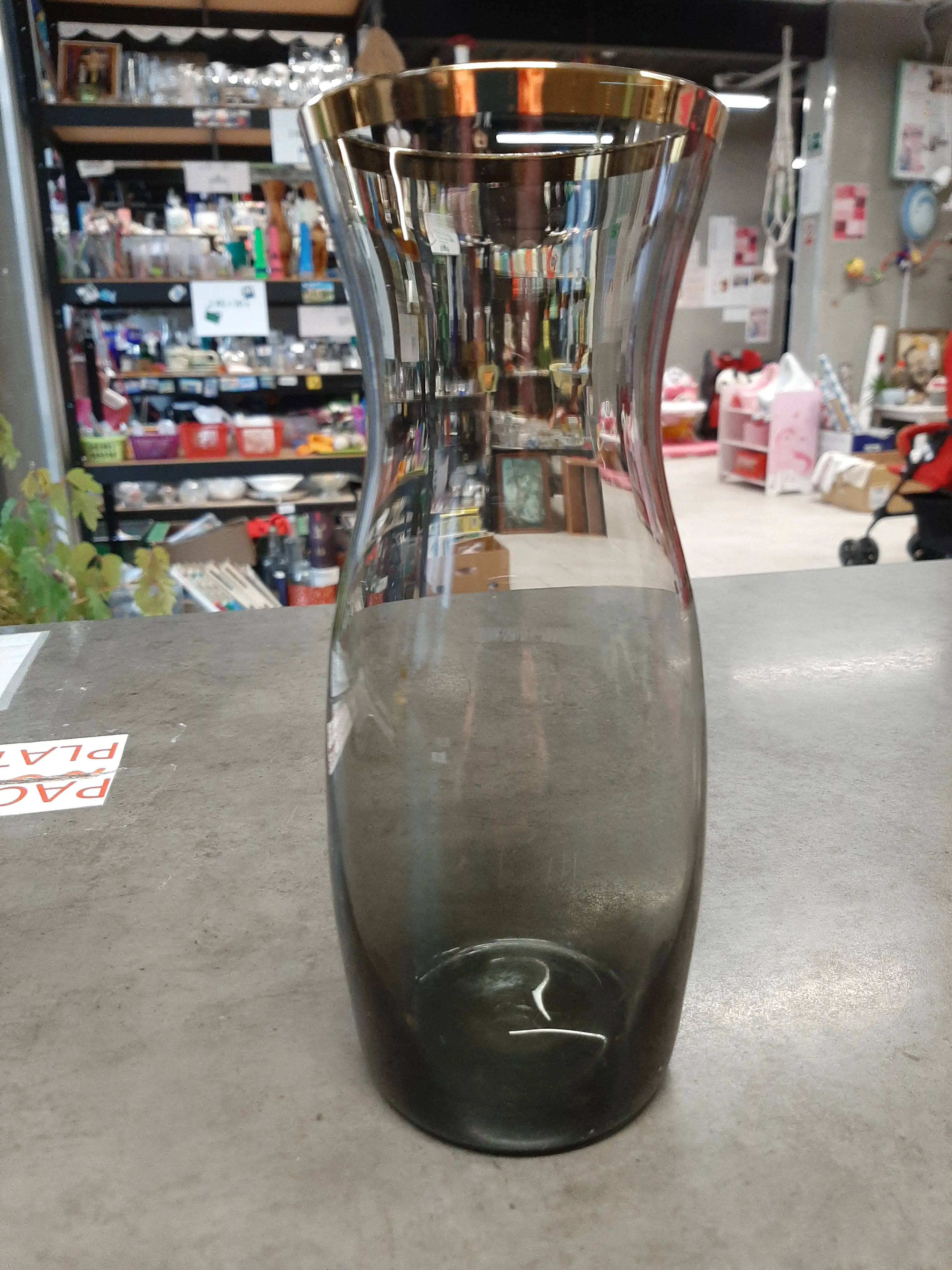 Váza,šedé sklo, 17,5 cm