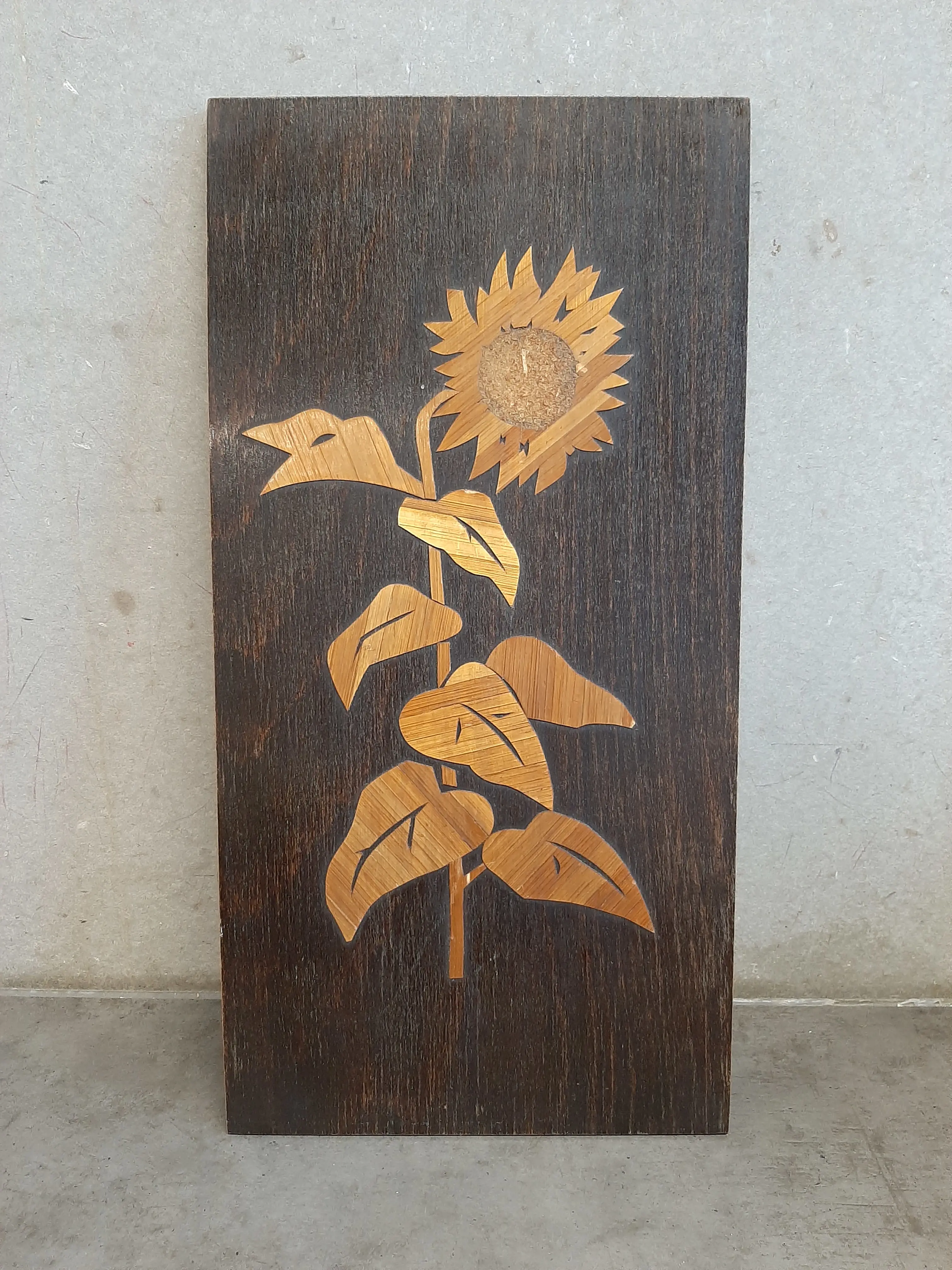 20x39,5cm intarzovaný obraz,slnečnice