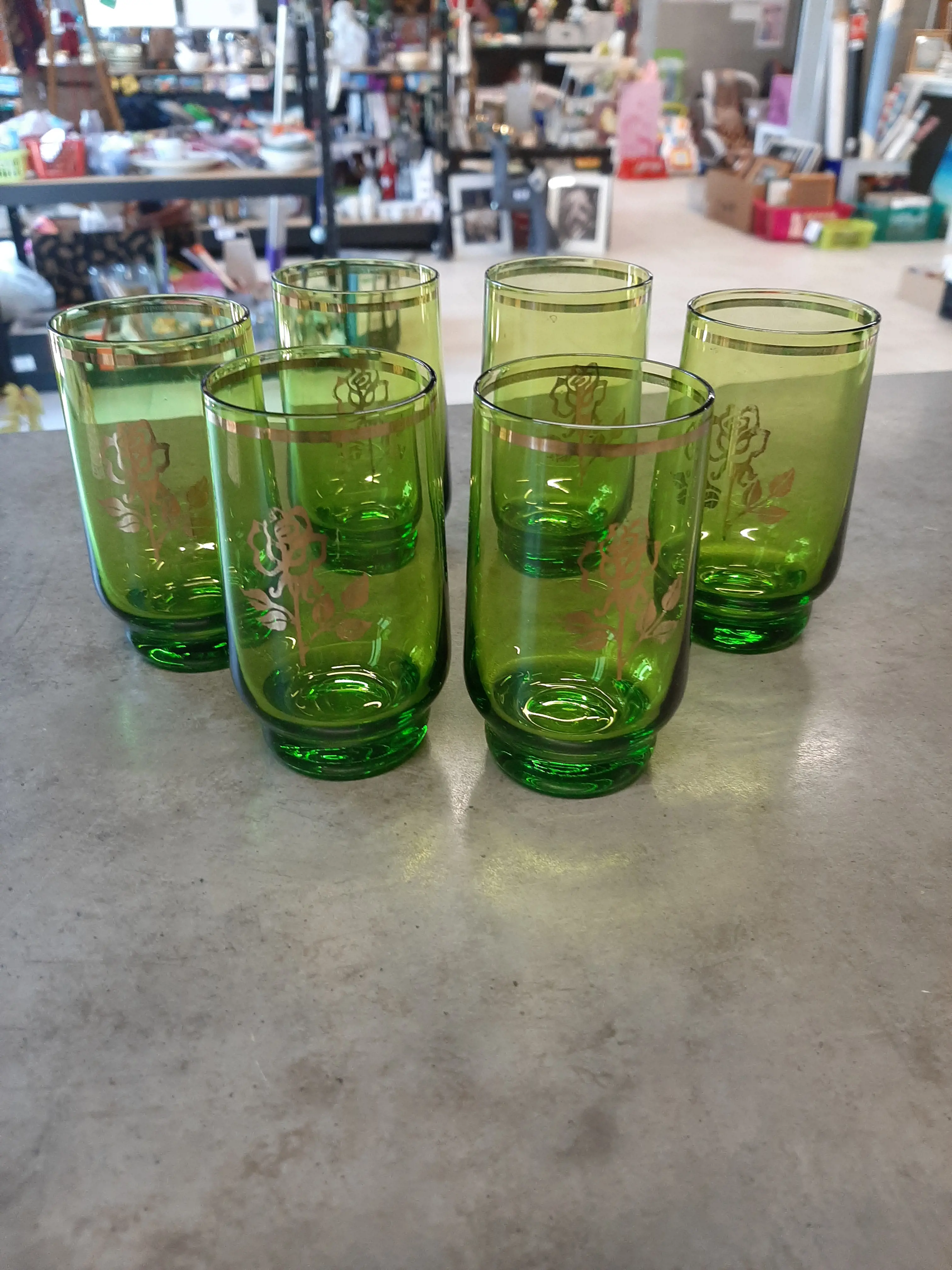 6ks zekených pohárikov  0,1dcl