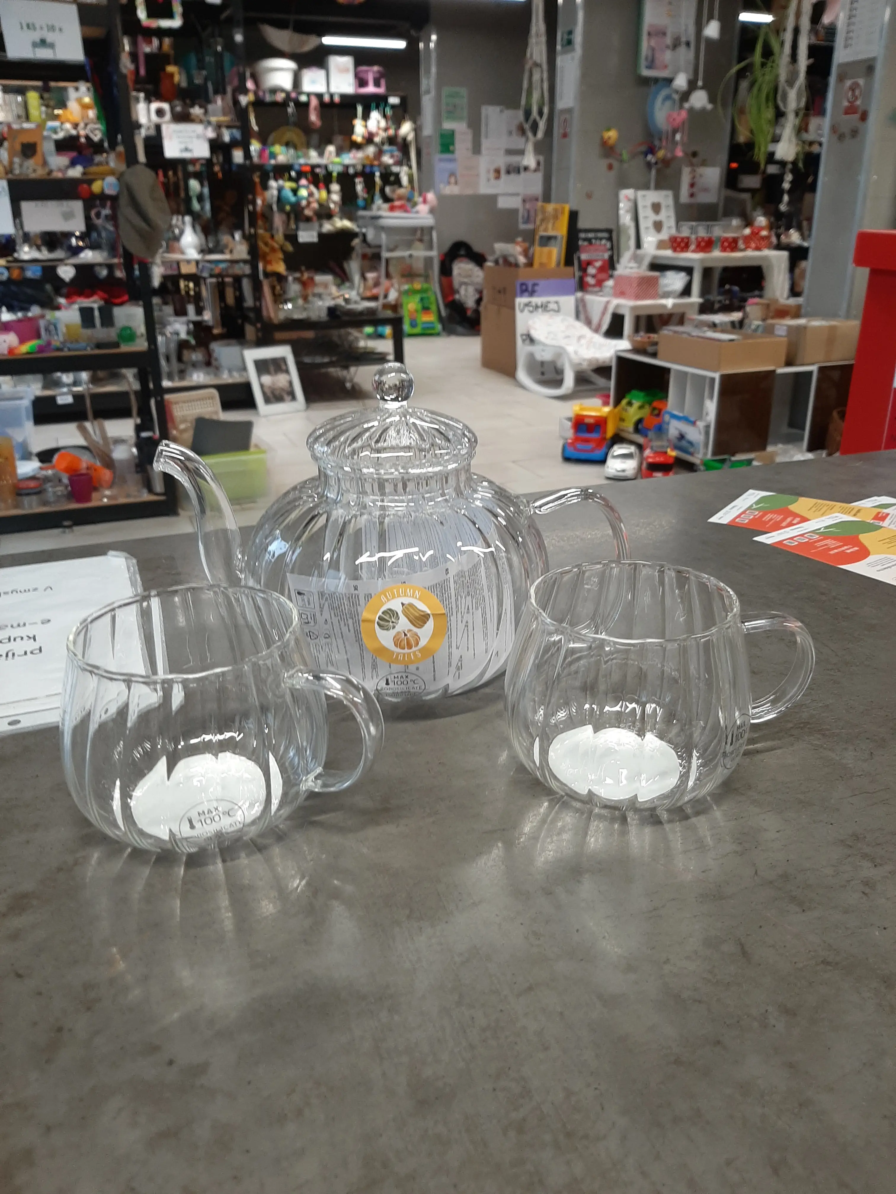 Sklenený čajový set, 3ks