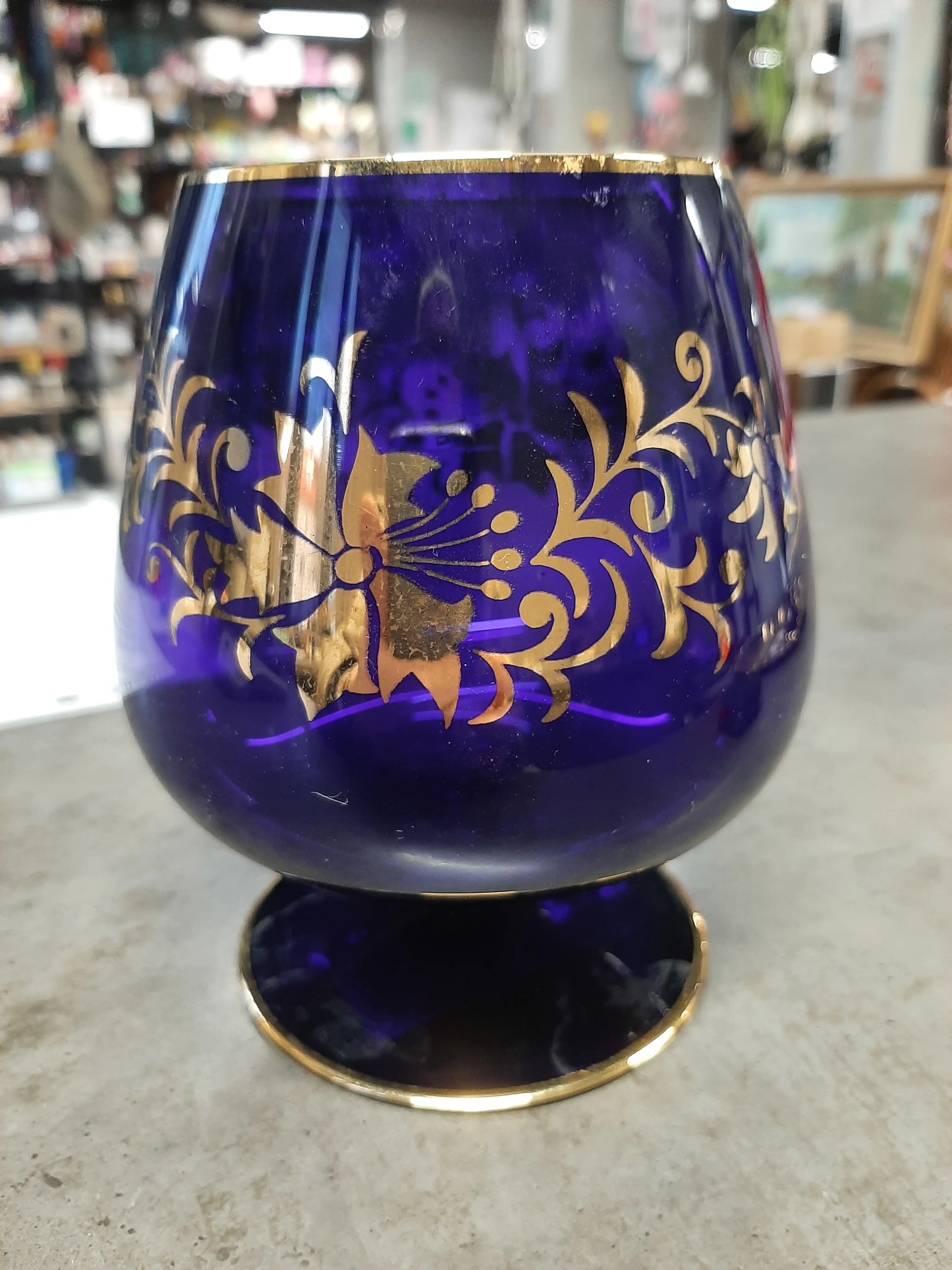 Modrá napoleonka so zlátením,13,5cm