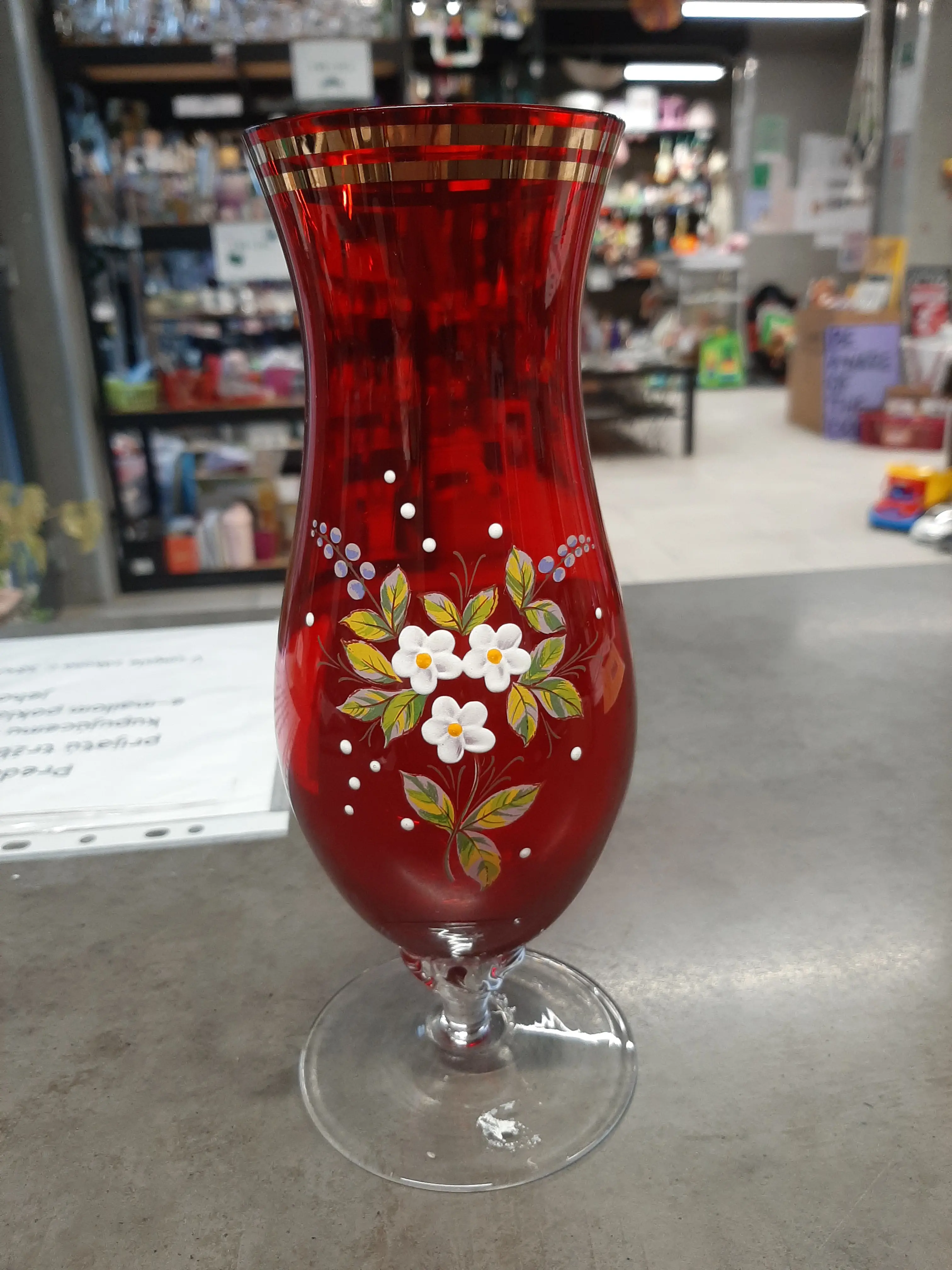 Váza 21cm,červené sklo